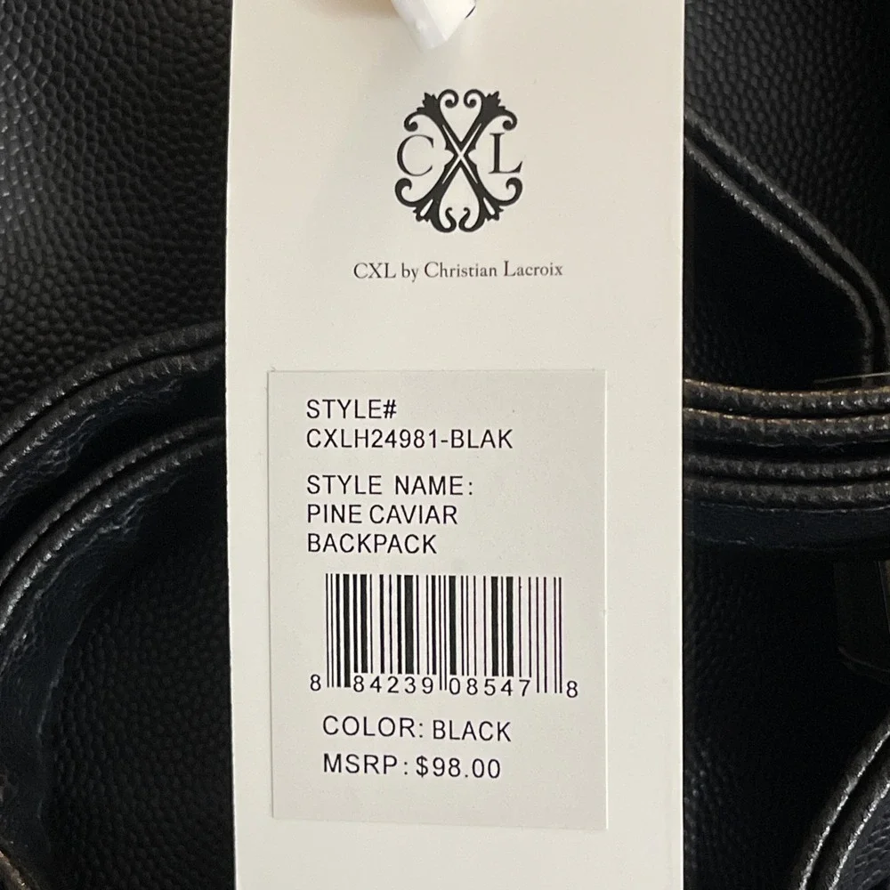NWT CXL by Christian Lacroix Pine Caviar Backpack‎ Black Zip , Travel, School